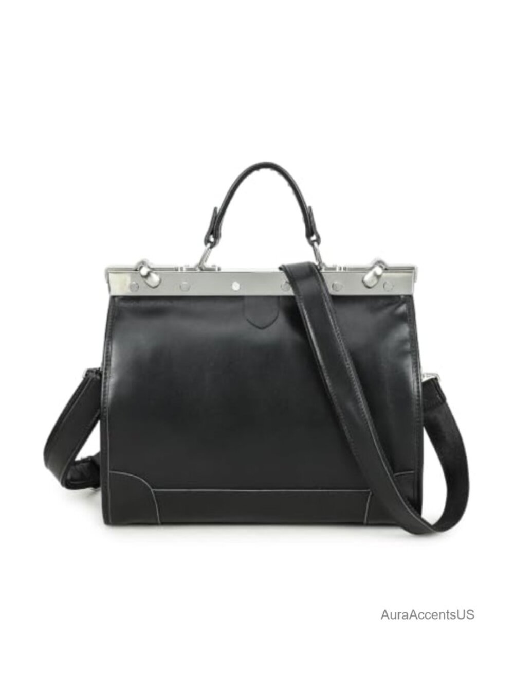 Vintage Doctor Bag Purse Women Full-Grain Leather Top Handle Handbag